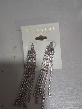 Gold-Tone Clear Crystal Fringe Earrings